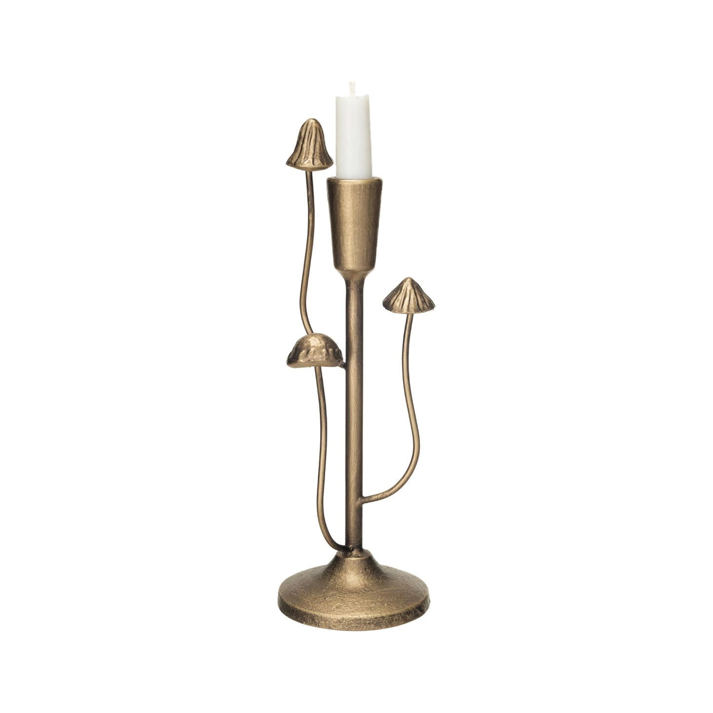 Metal Taper Candle Holder With Mushrooms