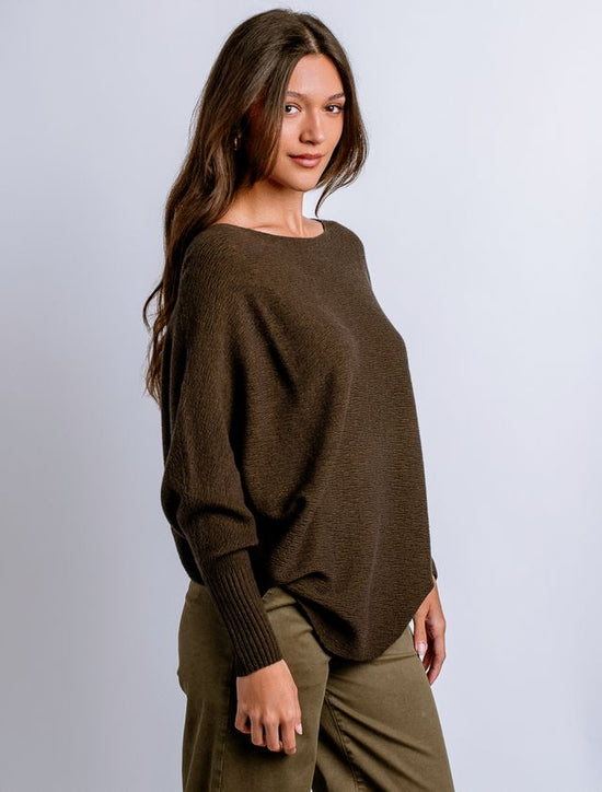 Jena Ryu Dolman Sleeve Sweater with Cuff - Olive Tweed