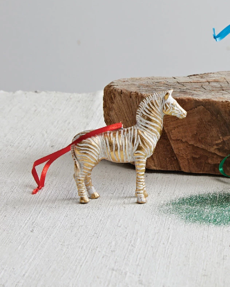 Gold Zebra Holiday Ornament