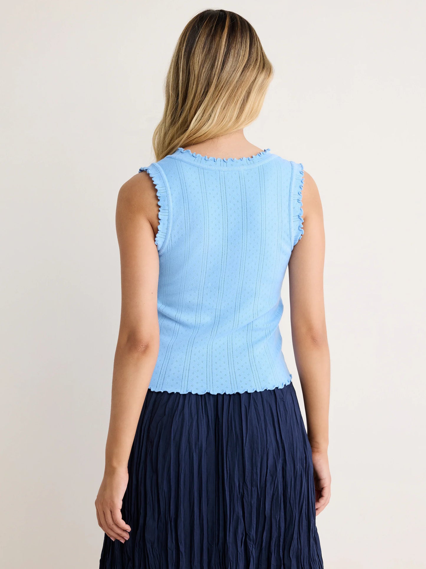 Ella Pointelle Ribbed Tank Top - Zephyr