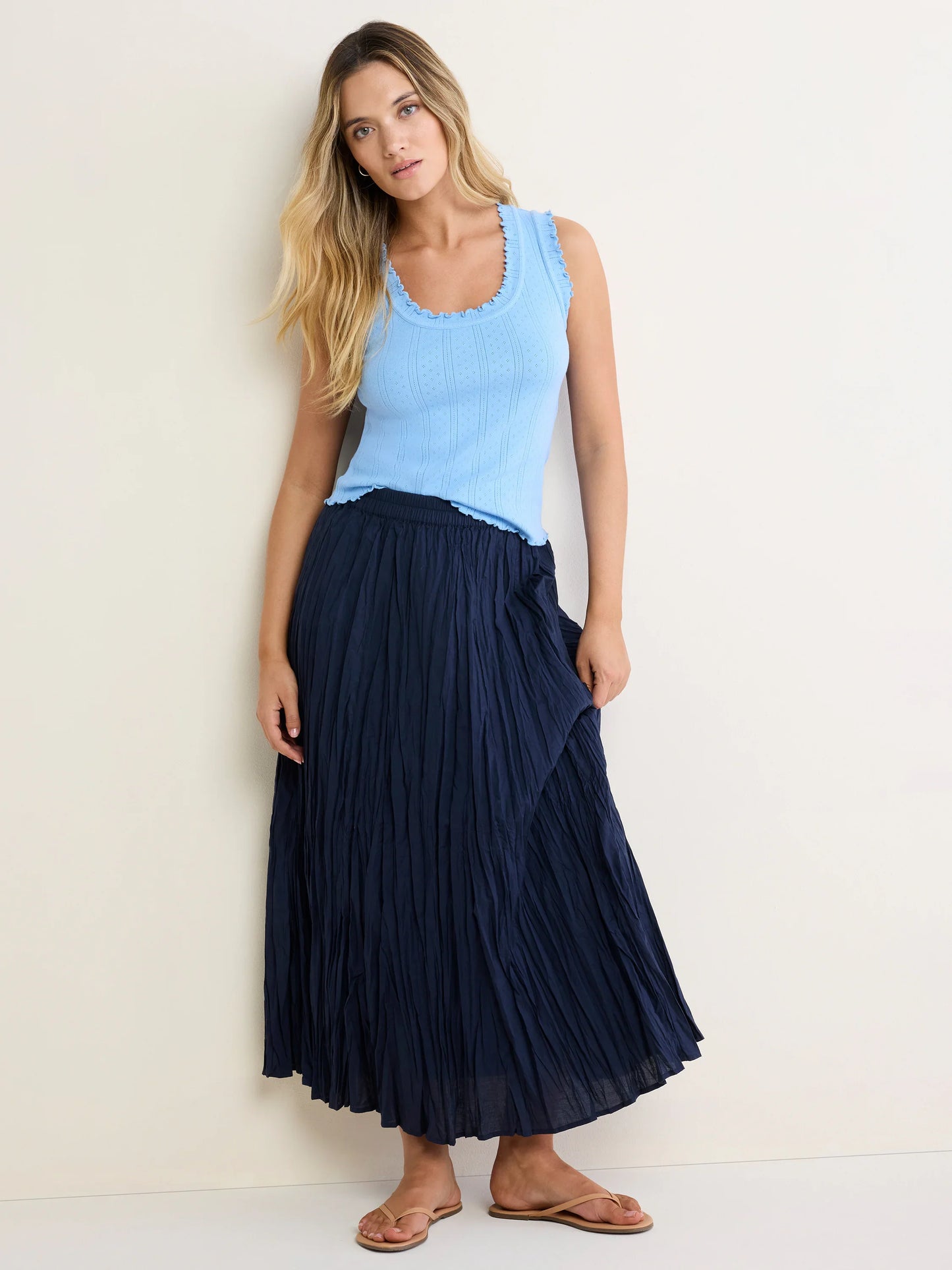 Ella Pointelle Ribbed Tank Top - Zephyr