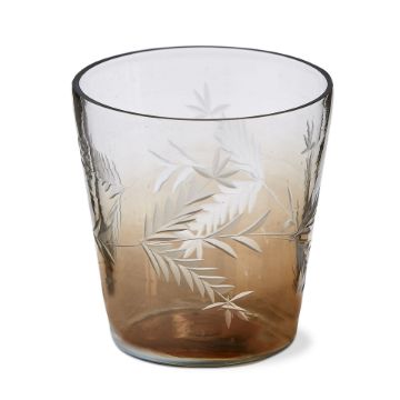 Load image into Gallery viewer, Handcut Ombre Glass with Leaf Design
