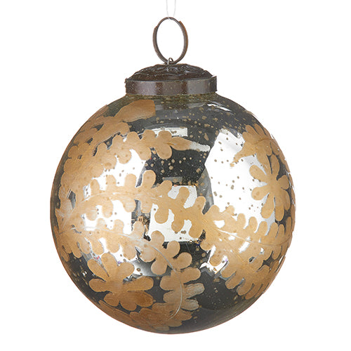 Etched Mercury Glass Ball Holiday Ornament - 5 inch