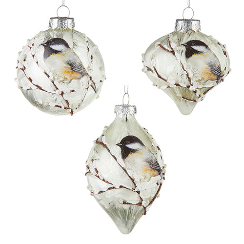 Chickadee Ball Holiday Ornaments - Round