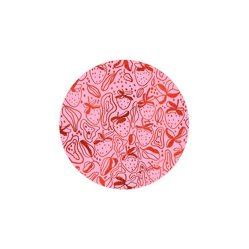 Pink Strawberries Seedlings Coaster