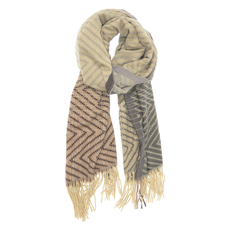 Load image into Gallery viewer, Ombre Chevron Scarf with Fringe - Pale Grey
