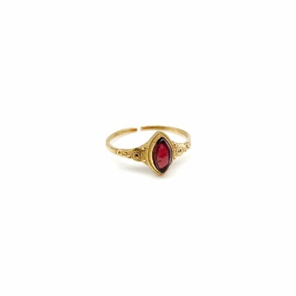 Gold Plated Tanvi Ring - Marquise with Garnet