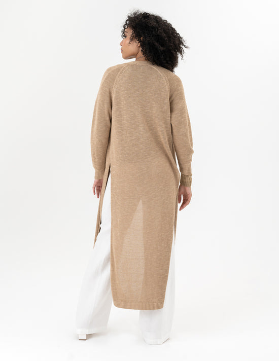 Load image into Gallery viewer, Midi Length Cardigan with Side Slits
