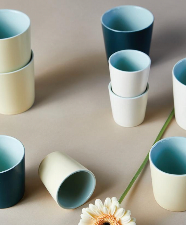 Load image into Gallery viewer, Ceramic Nesting Cups Dark Teal and Mint
