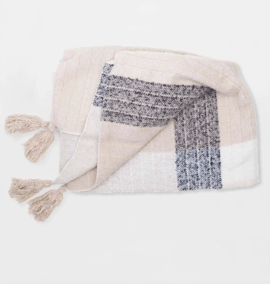 Fuzzy Knit Throw Blanket - BLack/Winter