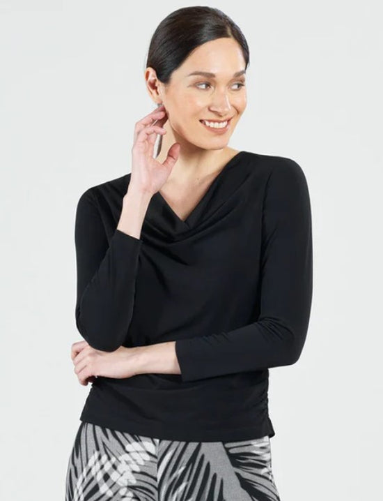 Cowl Neck Side Ruched Top