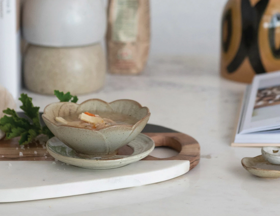 Load image into Gallery viewer, Flower Shaped Stoneware Bowl
