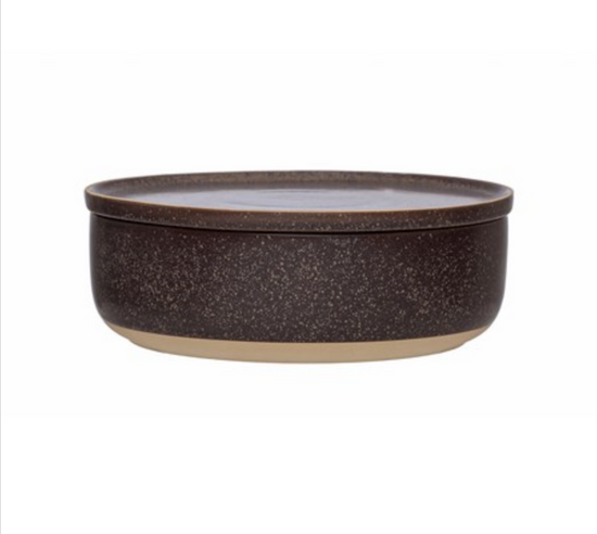 Stoneware Bowl with Lid - Plum