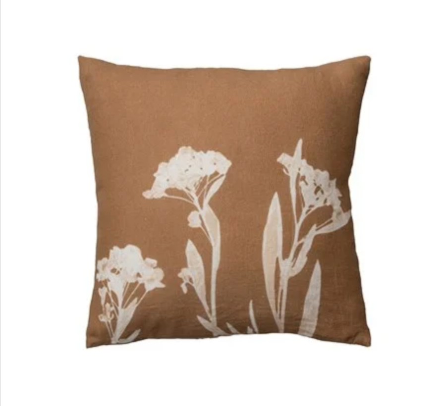 Load image into Gallery viewer, Linen Printed Pillow with Floral Pattern
