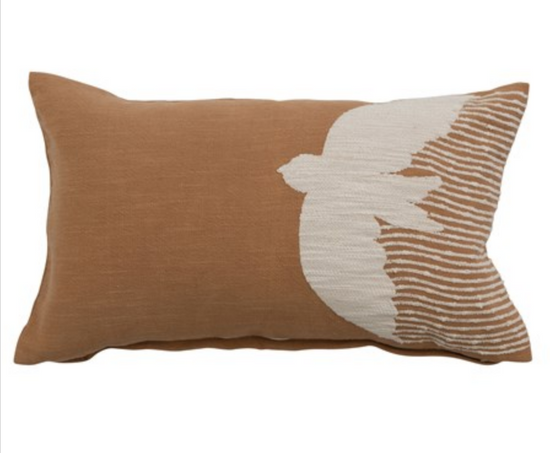 Load image into Gallery viewer, Cotton Slub Lumbar Pillow with Bird

