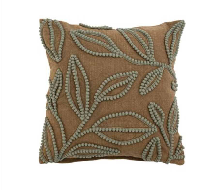 Square Pillow with Botanical Design