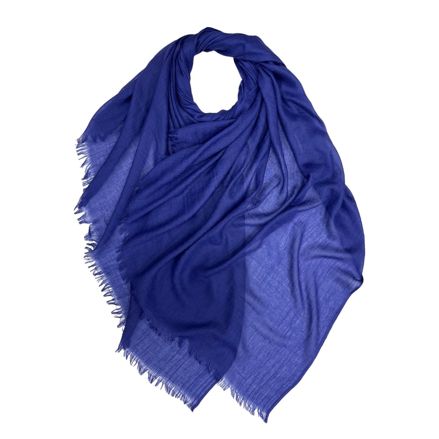 Classic plain cotton blend scarf finished with fringes: Royal Blue