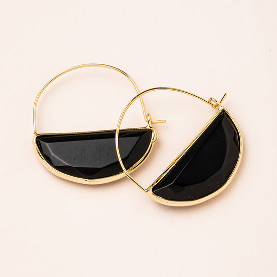 Load image into Gallery viewer, Black Spinel &amp;amp; Gold Prism Hoops
