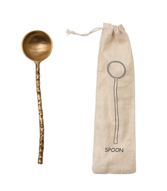 Hammered Brass Serving Spoon