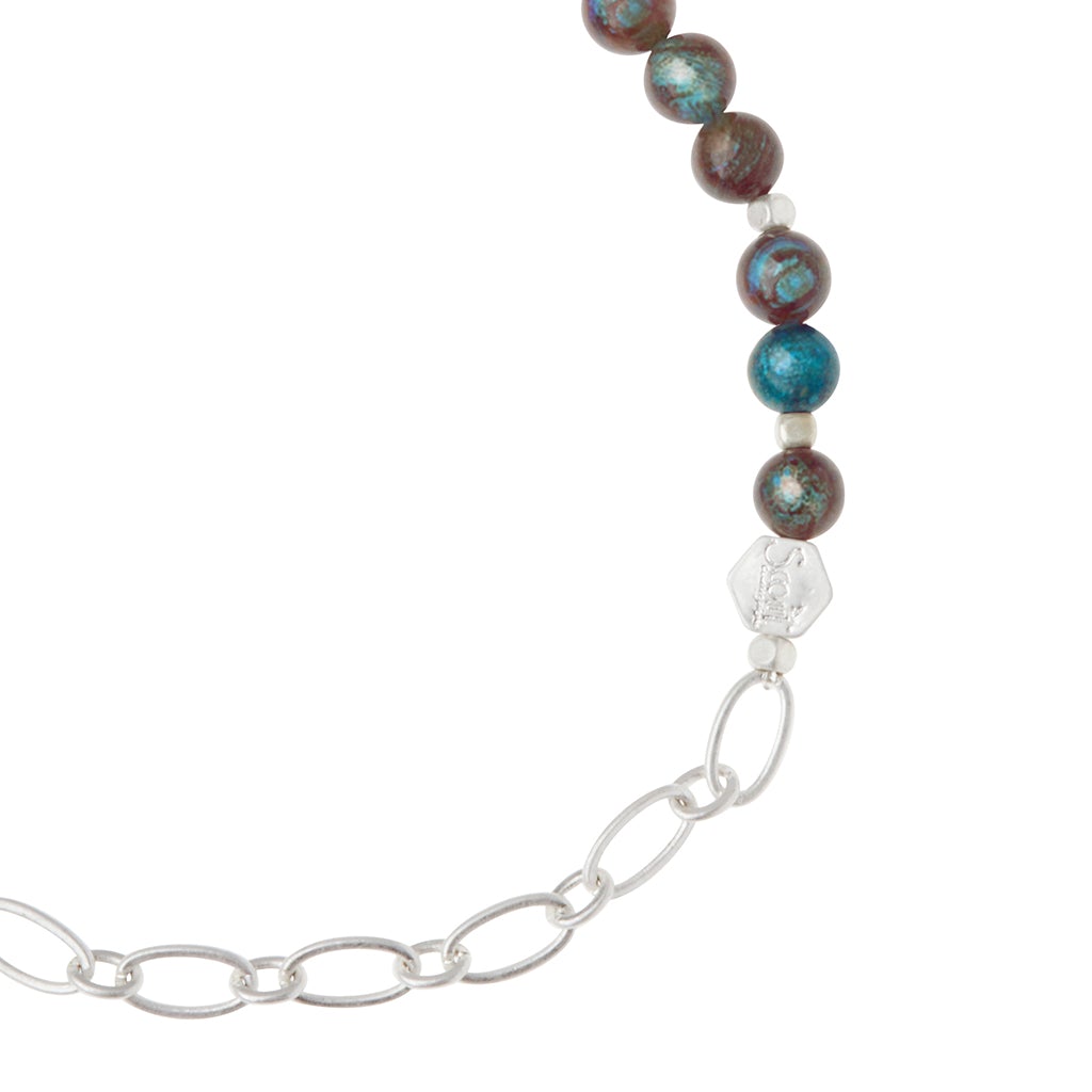 Load image into Gallery viewer, Blue Sky Jasper &amp;amp; Silver Chain Stacking Bracelet
