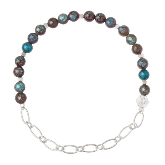 Load image into Gallery viewer, Blue Sky Jasper &amp;amp; Silver Chain Stacking Bracelet
