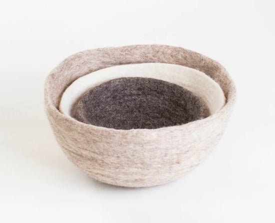 Load image into Gallery viewer, Felt Bowls - Set of 3 - Neutrals
