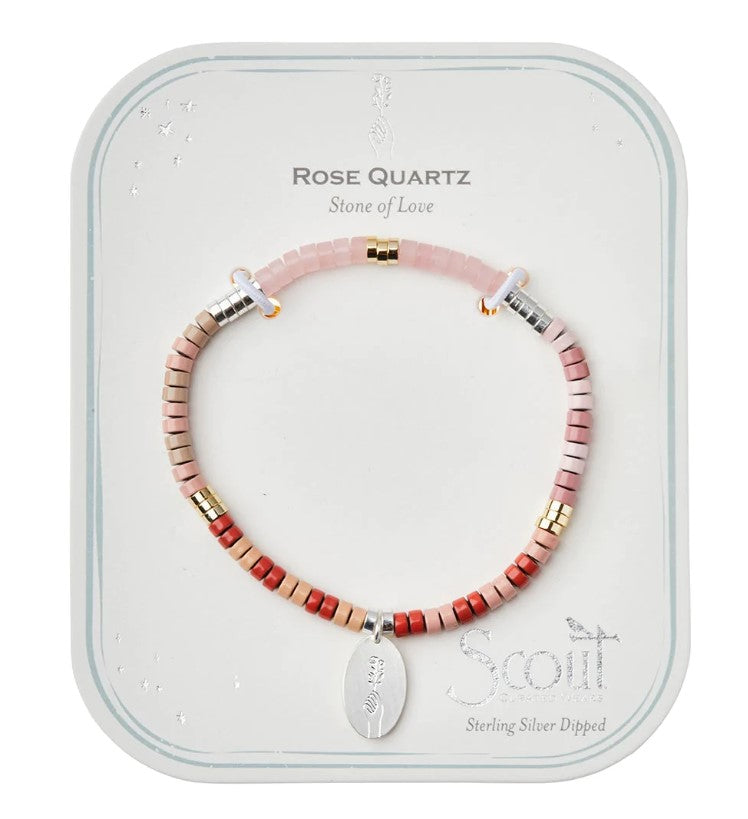 Rose Quartz & Silver Charm Bracelet