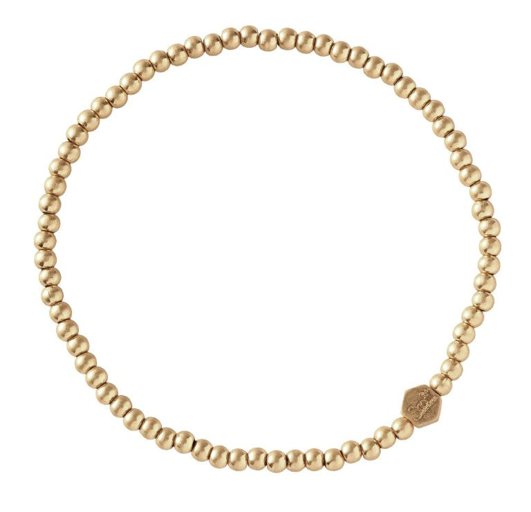 Mini Metal Stacking Bracelet - Ball Beads - Gold