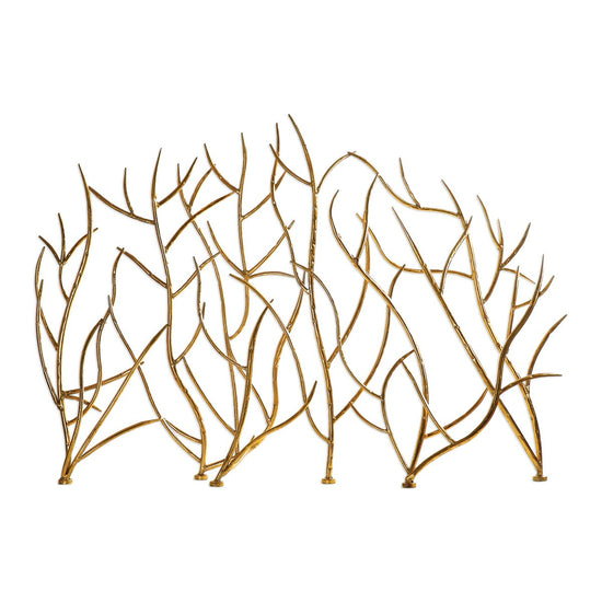 Load image into Gallery viewer, Gold Branches Fireplace Screen
