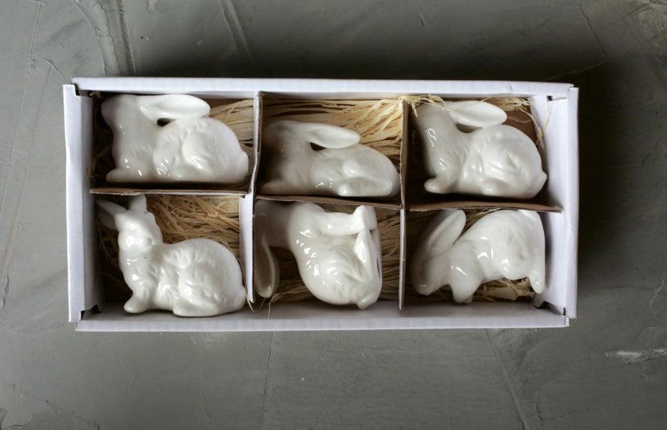 Box of Ceramic Bunnies - Set of 6