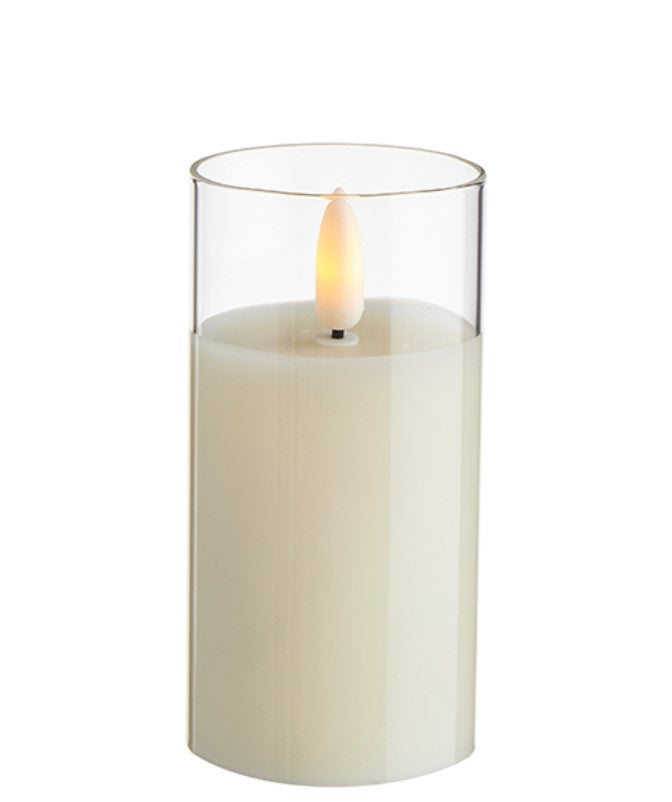 Clear Glass Ivory Flameless Pillar Candle - 2 x 4 inches
