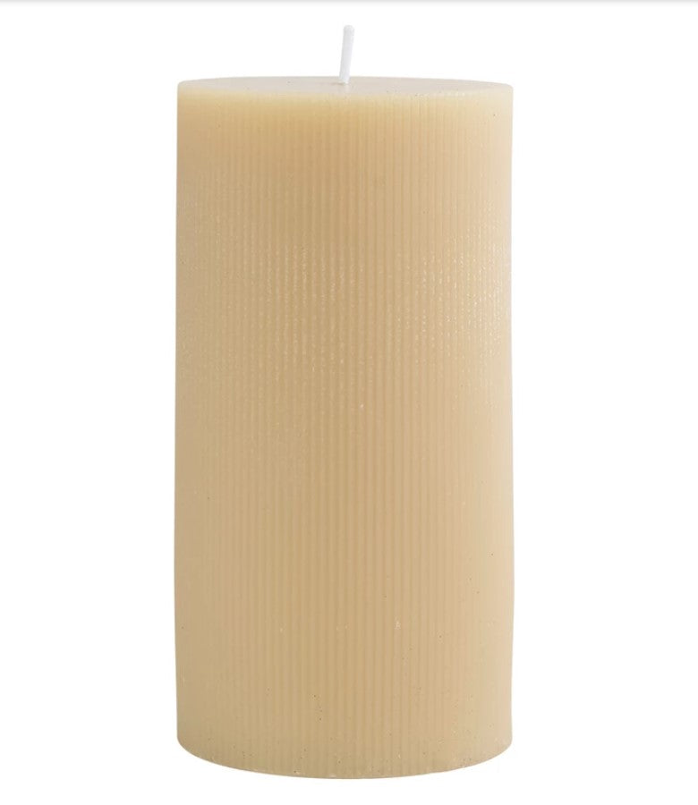 Load image into Gallery viewer, Pleated Pillar Candle - Eggnog - 6 inch
