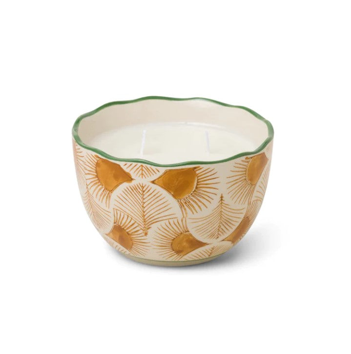 Hand-Painted Candle Bowl with Scalloped Edges - Grapefruit Pomelo