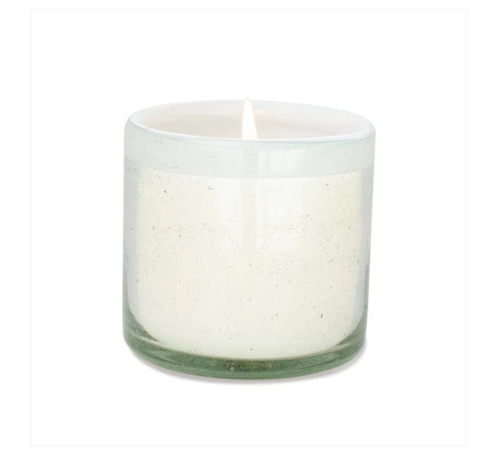 La Playa Bubble Glass Candle with White Rim - Amber & Coconut
