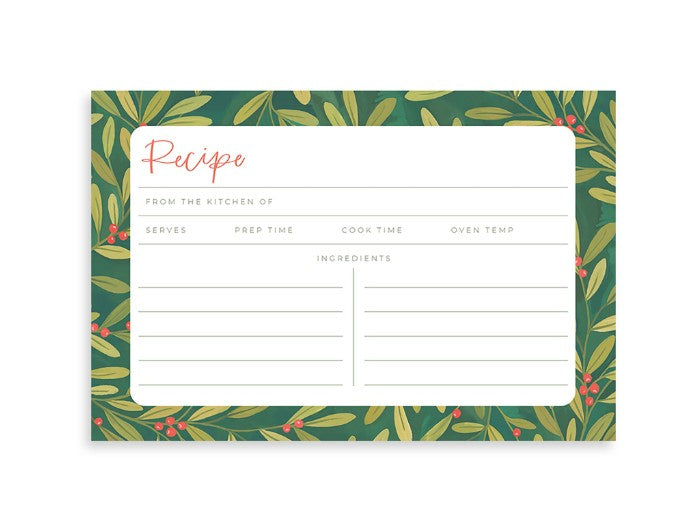 Recipe Cards with Holly Border