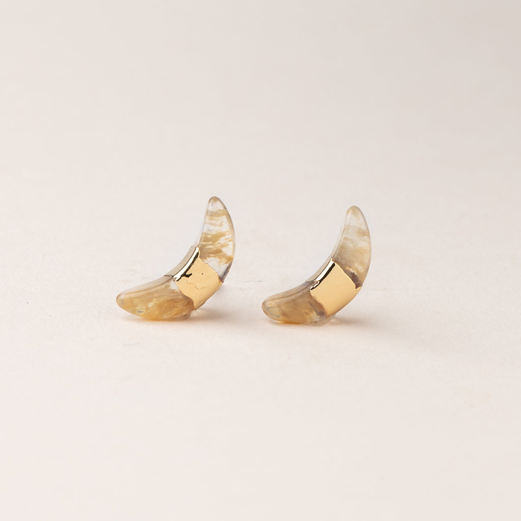 Citrine & Gold Crescent Earrings
