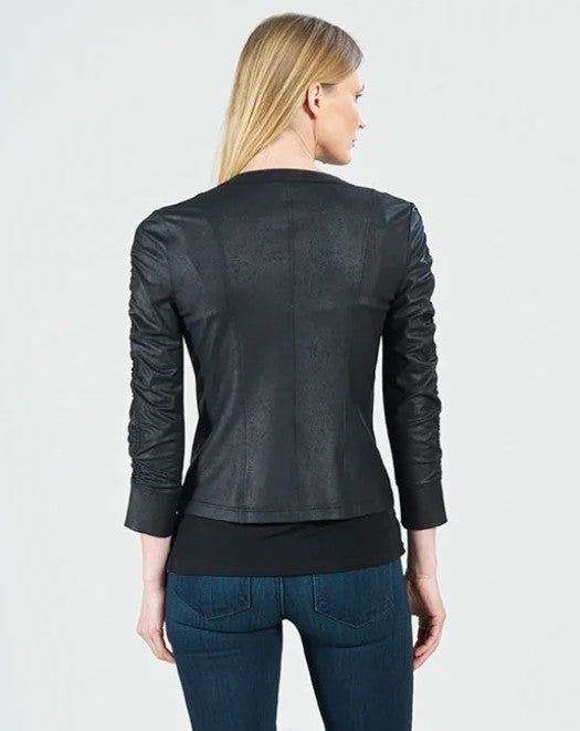 Load image into Gallery viewer, Liquid Leather Jacket with Ruched Detail
