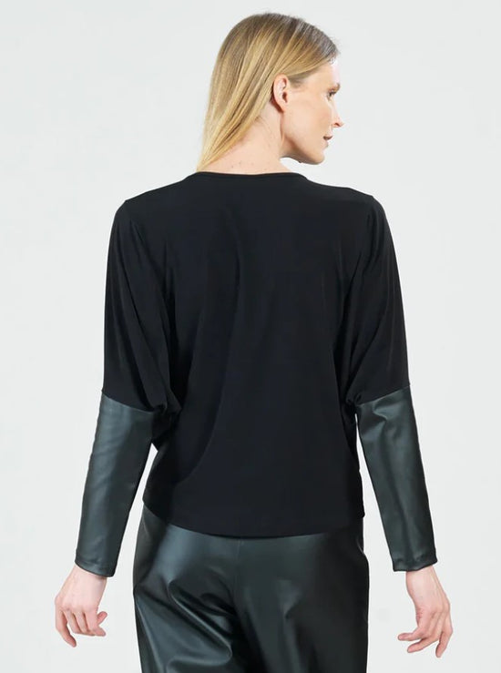 Load image into Gallery viewer, Dolman Top with Liquid Leather Sleeves
