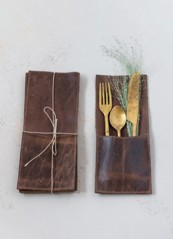 Load image into Gallery viewer, Leather Cutlery Sleeve
