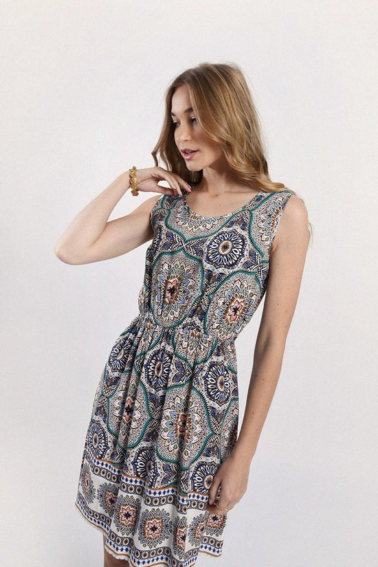 Load image into Gallery viewer, Printed Mini Dress - Blue Adele
