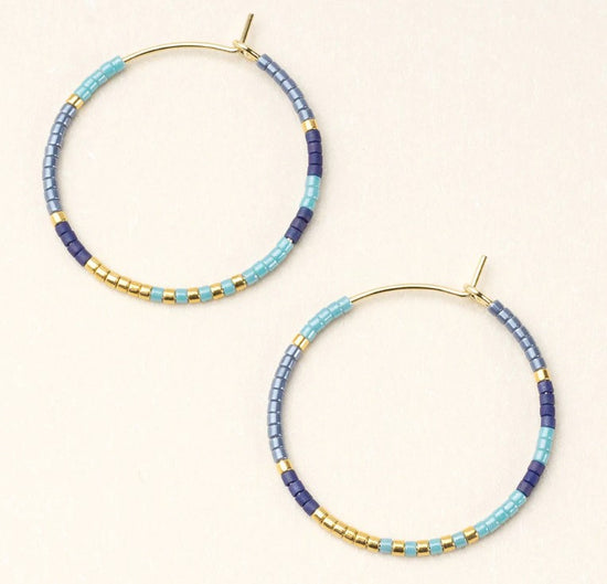 Chromacolor Miyuki Small Hoop Earrings - Cobalt Multi/Gold