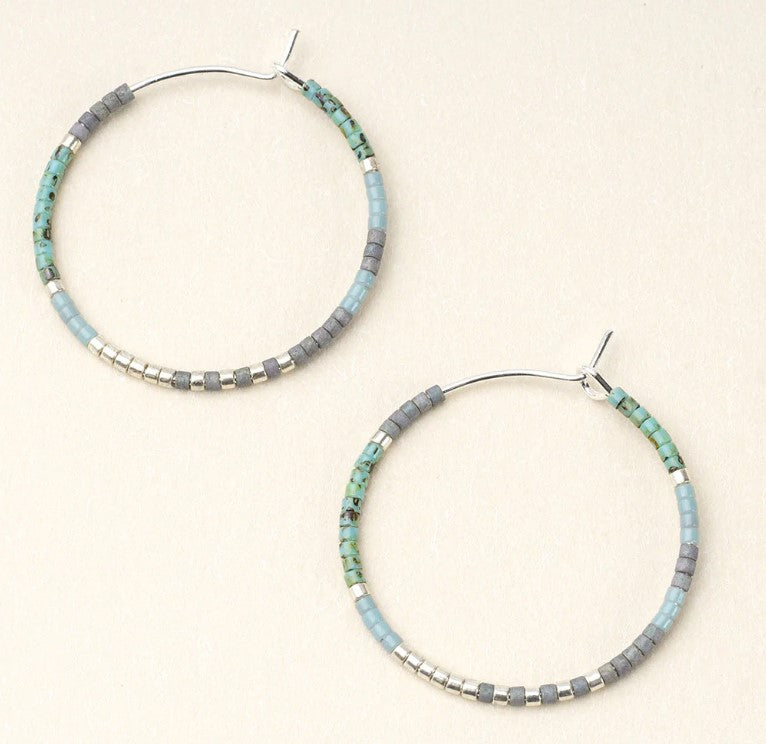 Chromacolor Miyuki Small Hoop Earrings - Turquoise Multi/Silver