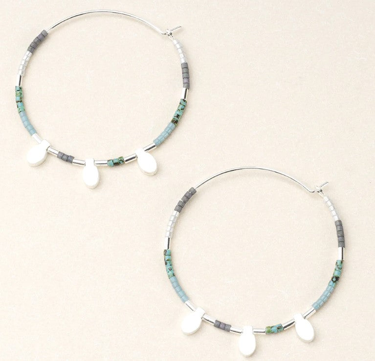 Chromacolor Miyuki Large Hoop Earrings - Turquoise Multi/Silver