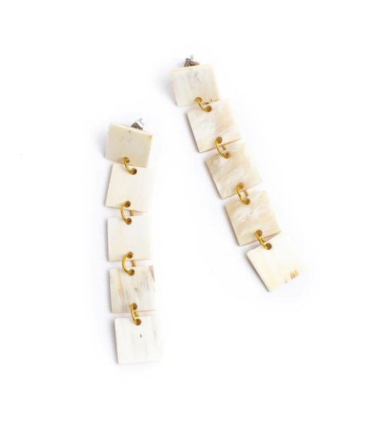 Load image into Gallery viewer, Natural Square Drop Earrings
