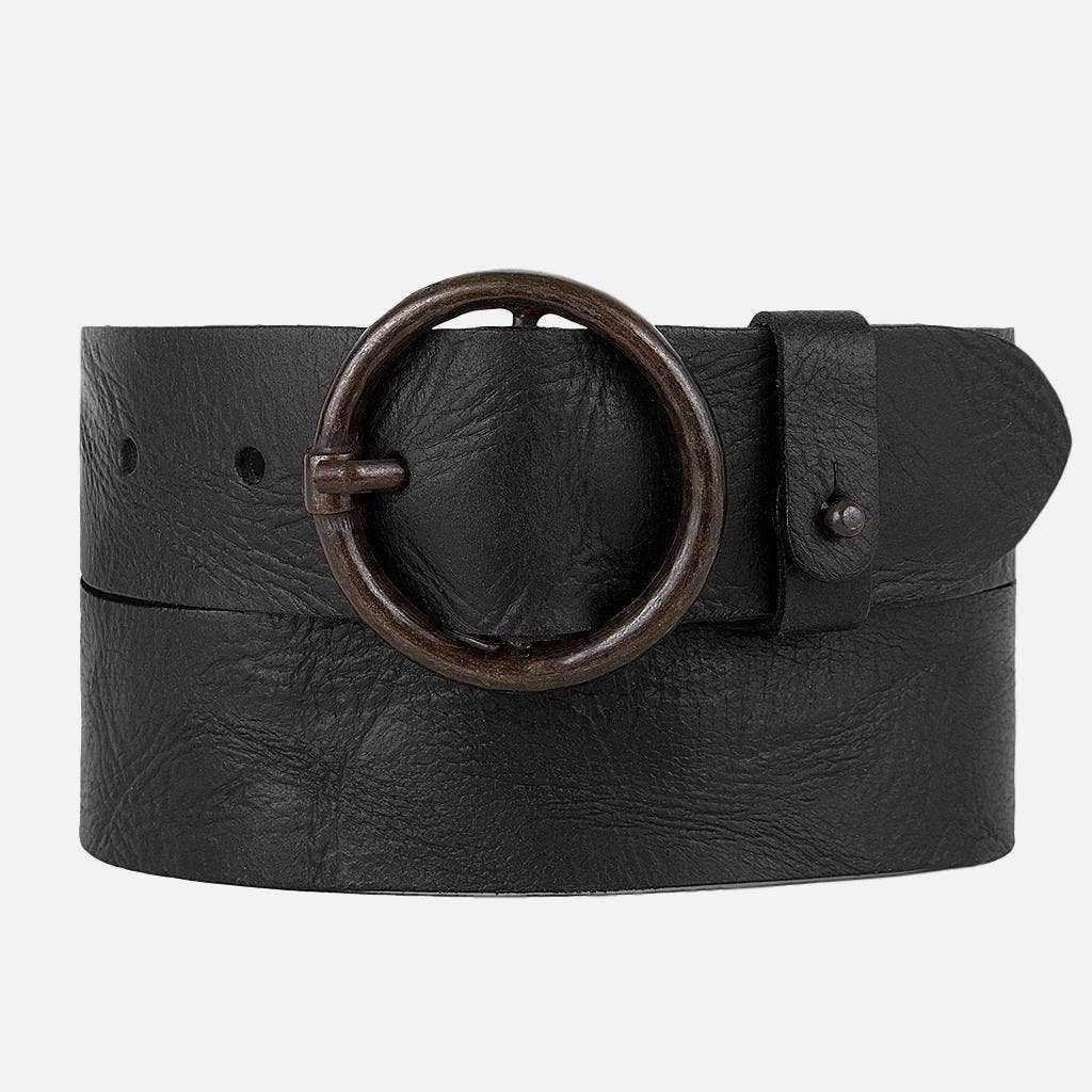 Pip Vintage Full-Grain Leather Belt - Black