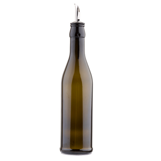 Load image into Gallery viewer, Glass Bottle with Pourer - Dark Green - 17 oz.
