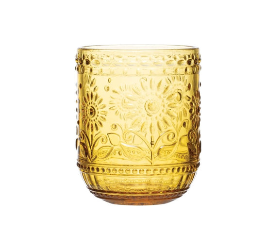 Embossed Drinking Glass - Amber