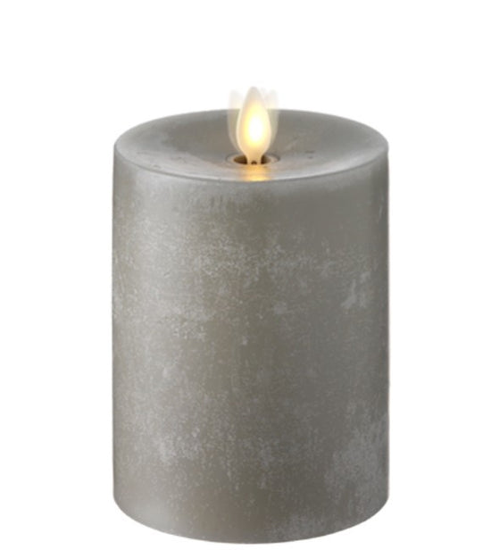 Flameless Grey Chalky Pillar Candle - 3.5x5 Inch