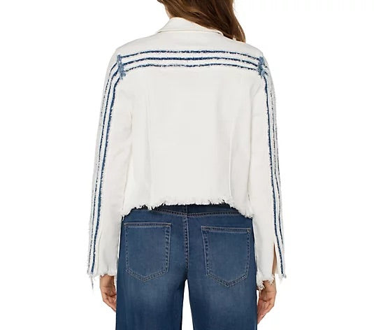 Load image into Gallery viewer, Cropped Jacket with Indigo Trim
