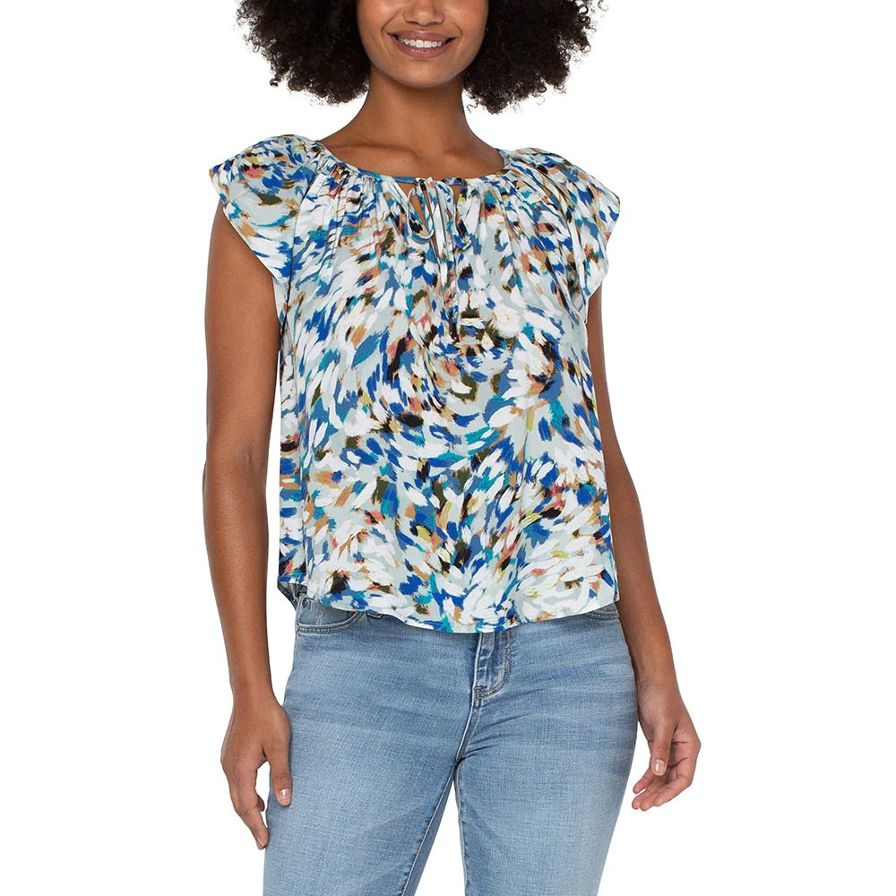 Load image into Gallery viewer, Petal Sleeve Top with Neck Tie
